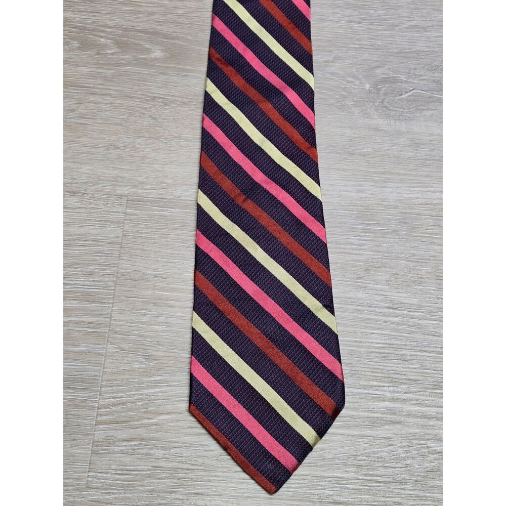 Express 100% Silk Striped Tie Purple Pink Tan Diagonal Stripe Necktie